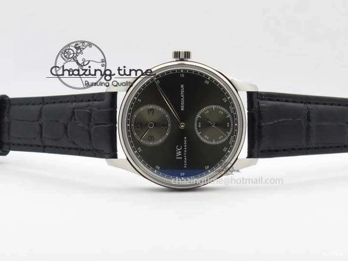 MIROTIME 0513 Portuguese IW544404 SS Gray Dial On Black Leather Strap A Practical 7259